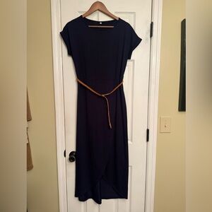 Elegant Navy Blue maxi Dress small $79 Anthropologie
